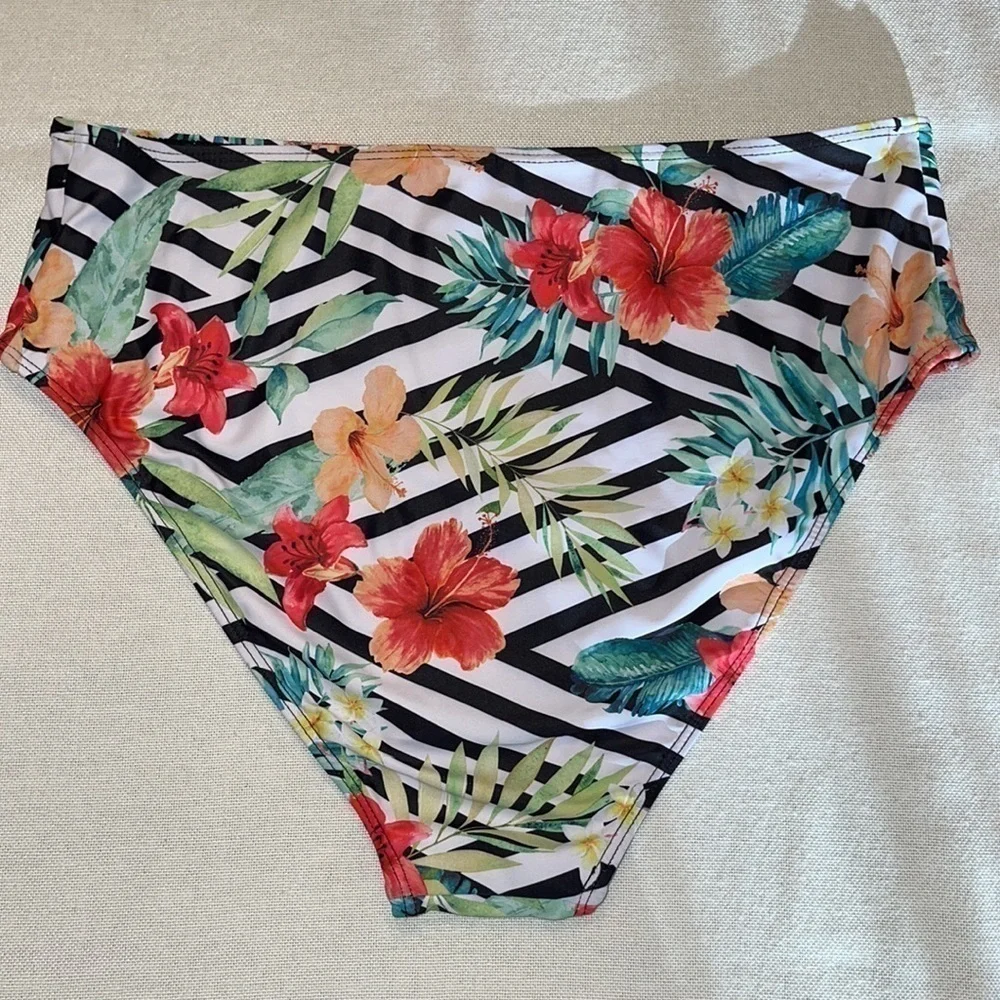 Tempt Me Women’s Tummy Control Swim Suit Bottoms Floral Bikini Bottoms 14W NEW